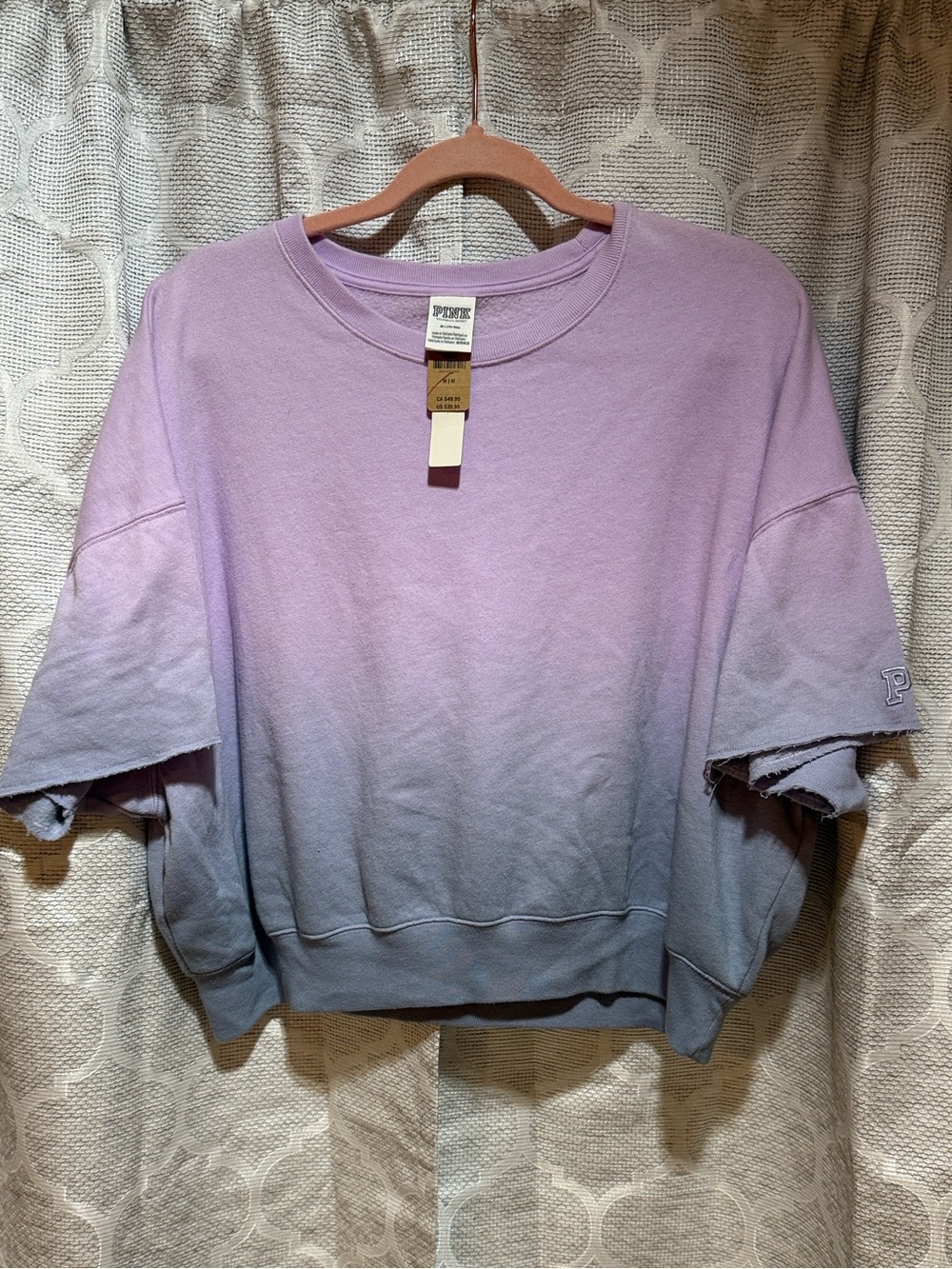 NWT PINK Victoria's Secret Lavender Ombre Cropped Sweatshirt